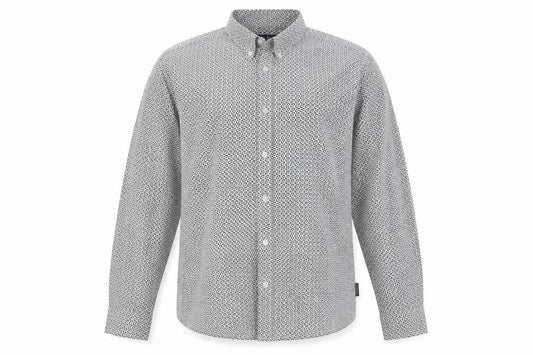 Ben Sherman Men's Ivory Geometric Long Sleeve Shirt - L