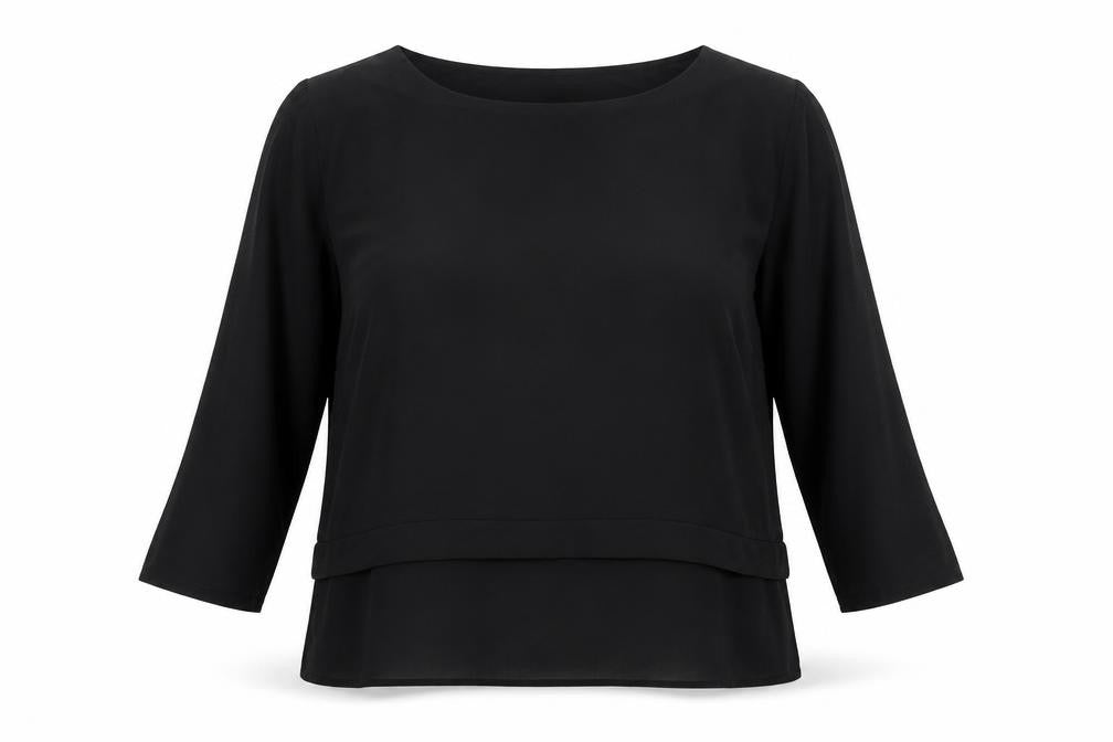 Daniel Hechter Women's Black Blouse, Size 16, 3/4 Sleeves