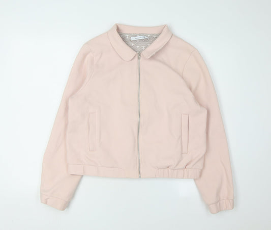 LAREDOUTE Women's Pink Collared Zip Sweatshirt Size 14