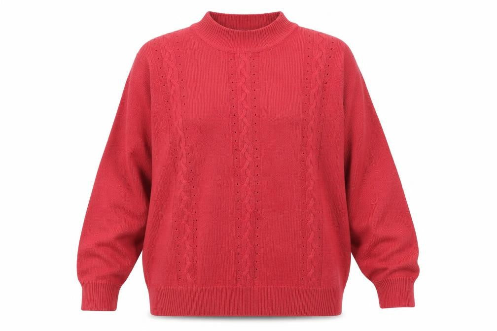 Berkertex Women's Red Cable-Knit Pullover Jumper Size 10/12