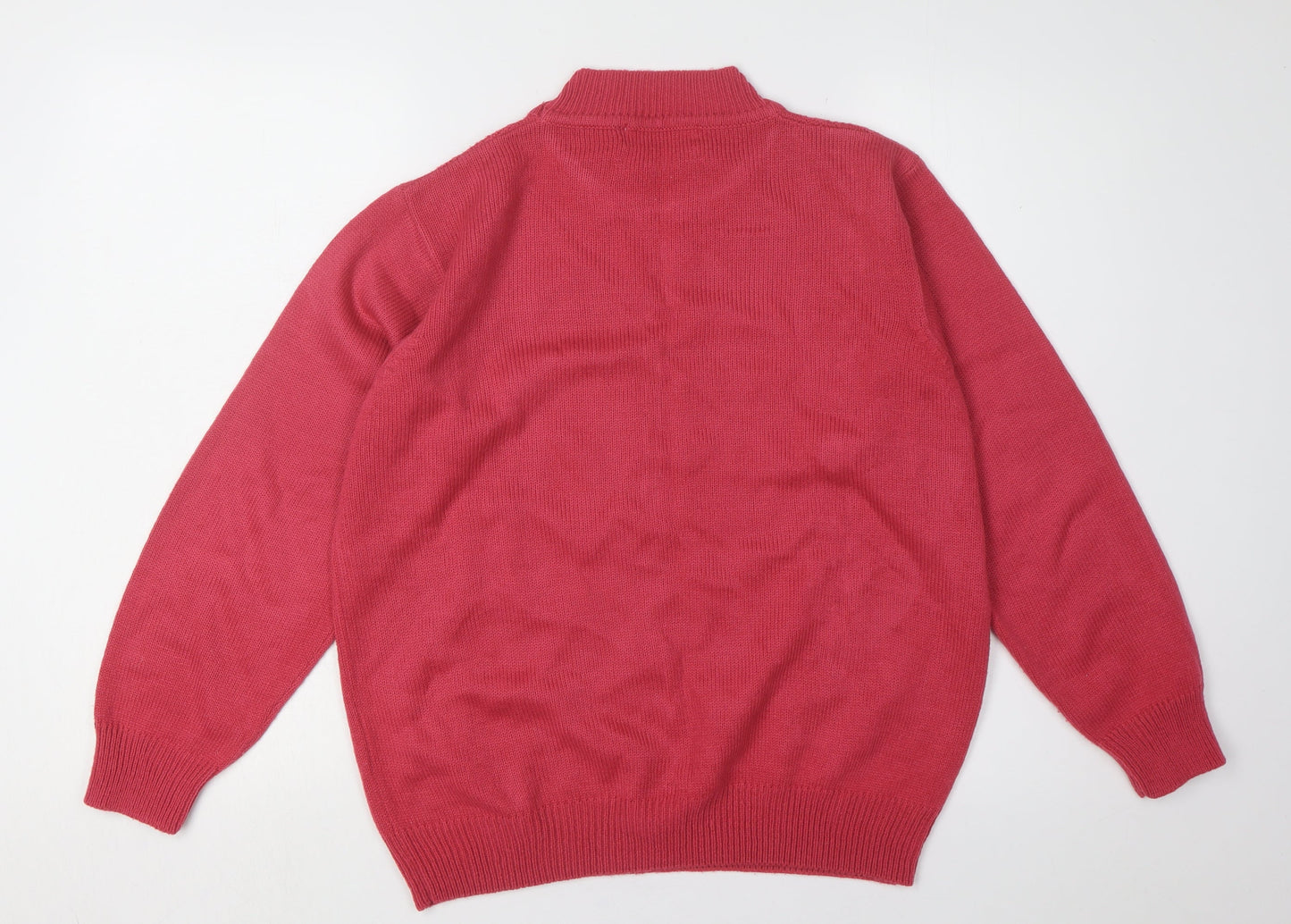 Berkertex Women's Red Cable-Knit Pullover Jumper Size 10/12