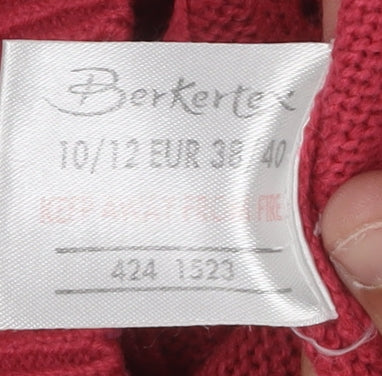 Berkertex Women's Red Cable-Knit Pullover Jumper Size 10/12