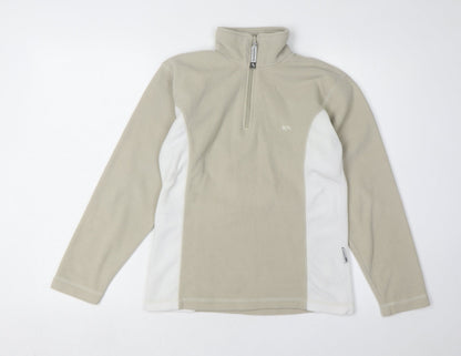 Additional front view of Trespass boys’ beige 1/2 zip fleece sweatshirt l