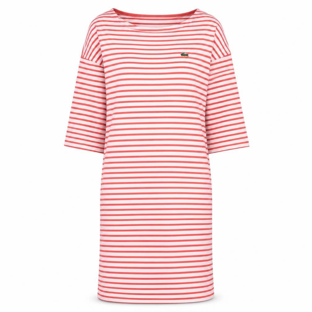 Lacoste L!VE Women's Red Stripe T-Shirt Dress M
