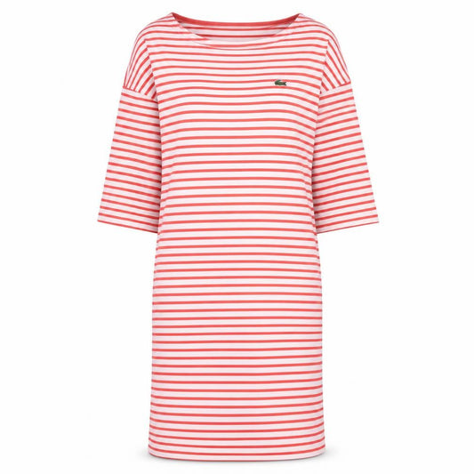 Lacoste L!VE Women's Red Stripe T-Shirt Dress M