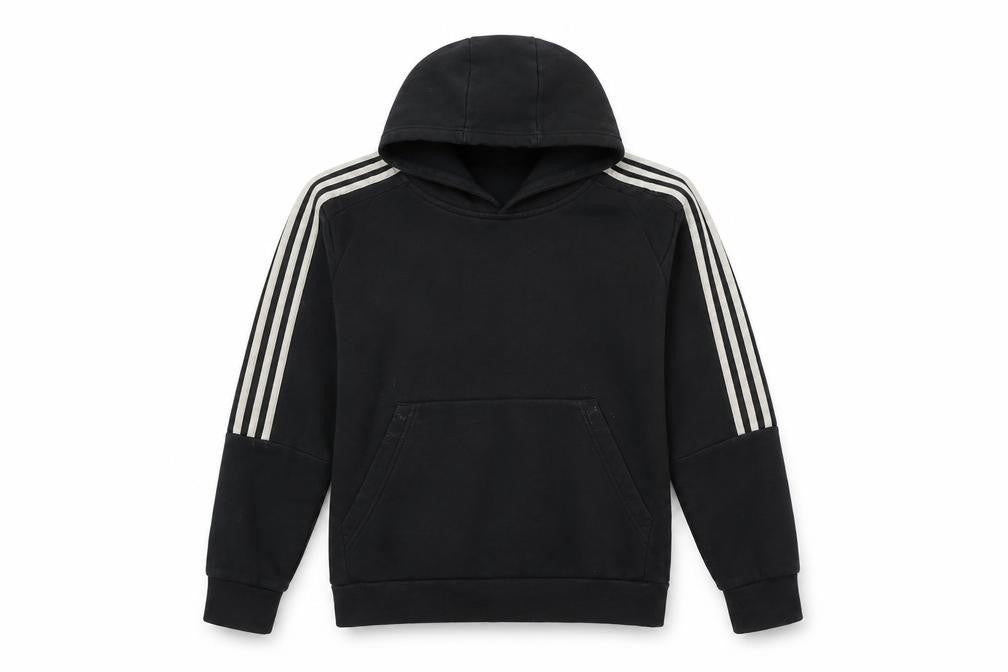 Adidas Boys Black Hoodie, 13-14 Years, Striped Pullover