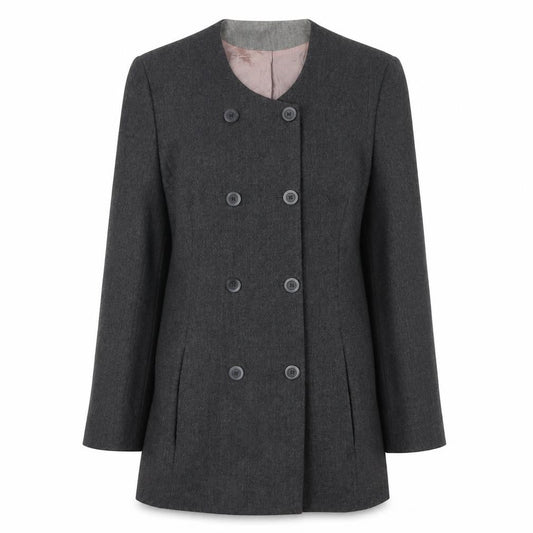 Alexon Women's Grey Wool Double-Breasted Suit Jacket