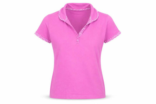 Isle Women's Pink Cotton Polo Shirt, Size S, Casual Look