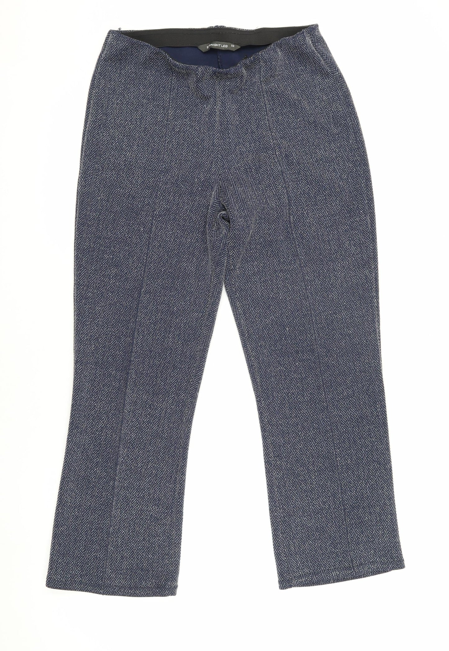 Bonmarché Women's Blue Herringbone Trousers Size 10