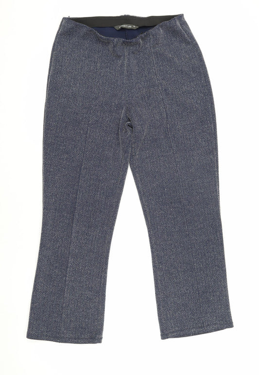 Bonmarché Women's Blue Herringbone Trousers Size 10