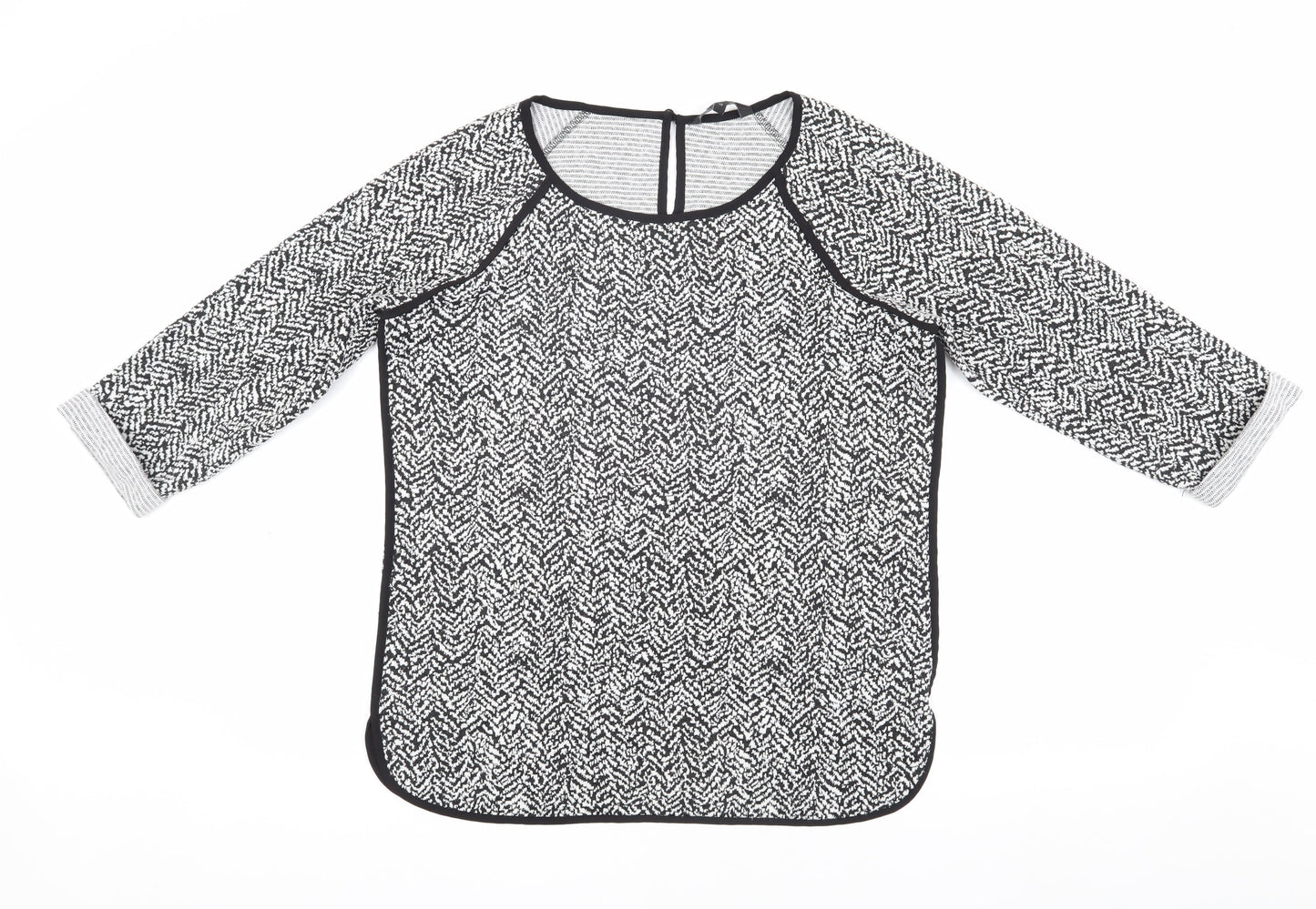Next Women's Black Geometric Raglan Top Size 12