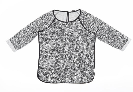 Next Women's Black Geometric Raglan Top Size 12