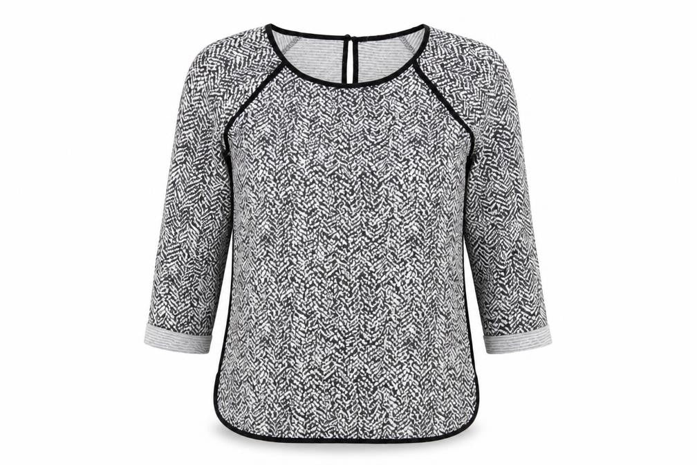 Next Women's Black Geometric Raglan Top Size 12