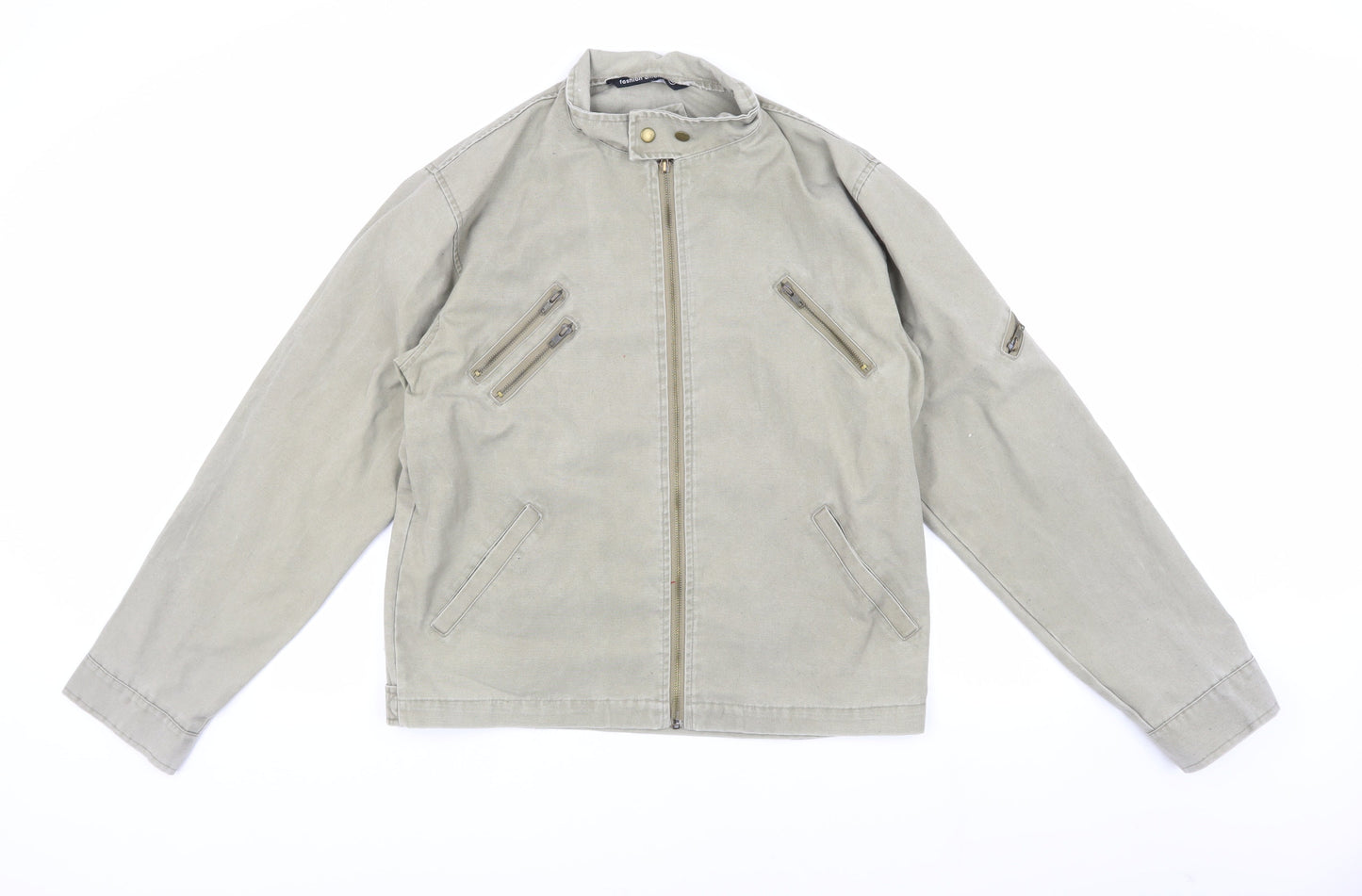 Fashion Union Beige Biker Jacket, Men's M, Casual Style