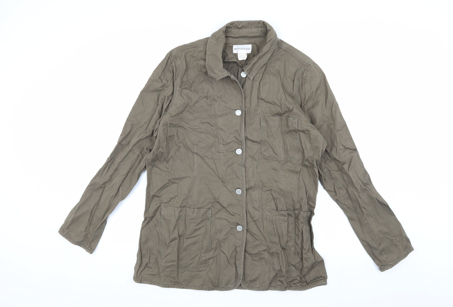 Warehouse Women's Brown Cotton Jacket Size 16 Casual