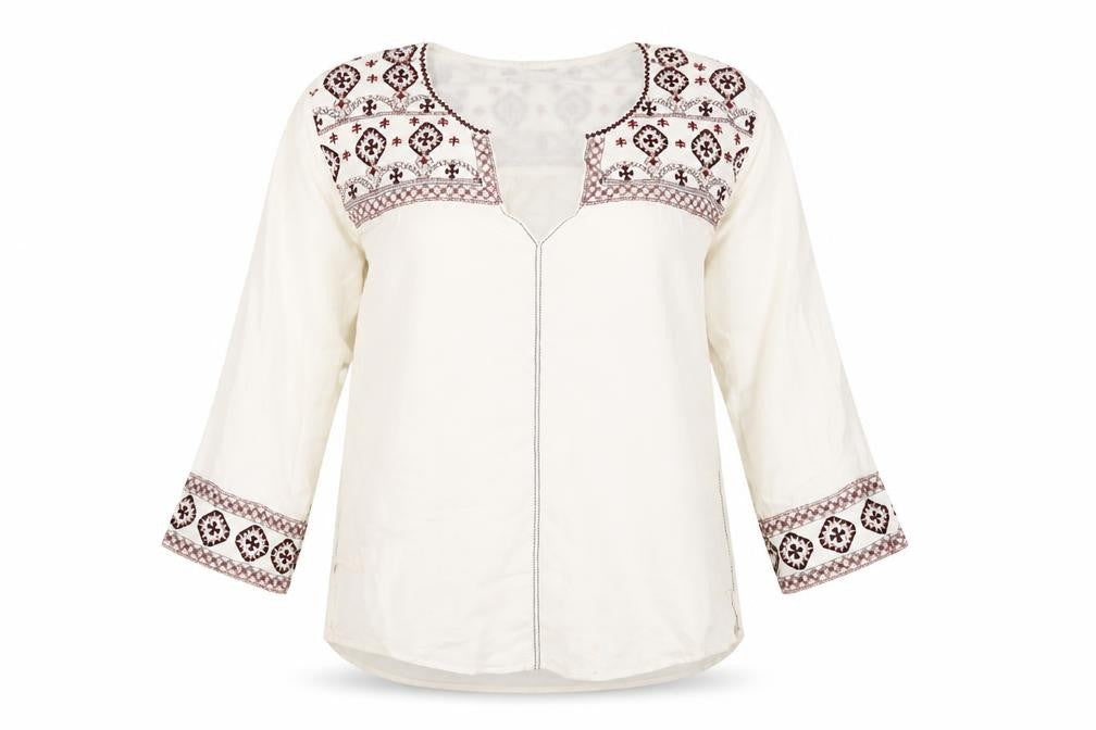 Velvet Women's Ivory Embroidered Tunic Blouse S