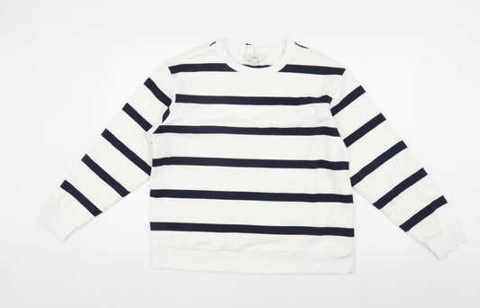 Marks and Spencer White Striped Sweatshirt - Medium