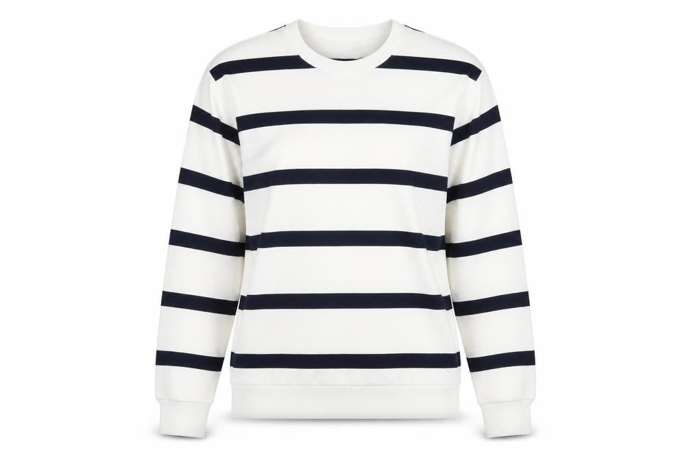 Marks & Spencer White Striped Sweatshirt - Medium