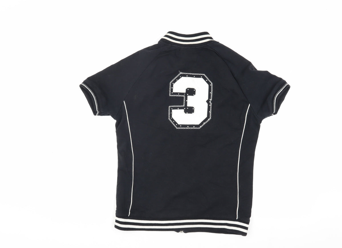BCBG Max Azria Girls Black Track Jacket, XL, Short Sleeve Style