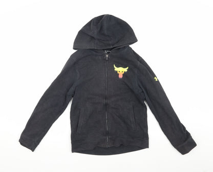 Additional front view of Under Armour boys’ black basic jacket, cotton blend