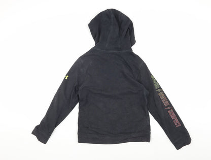 Back view of Under Armour boys’ black basic jacket, cotton blend
