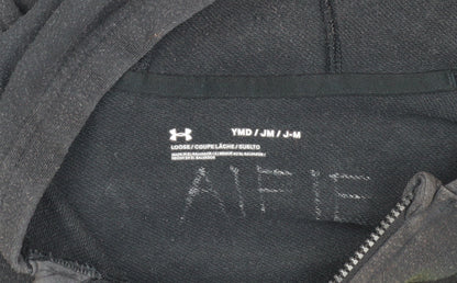 Close-up detail of Under Armour boys’ black basic jacket, cotton blend