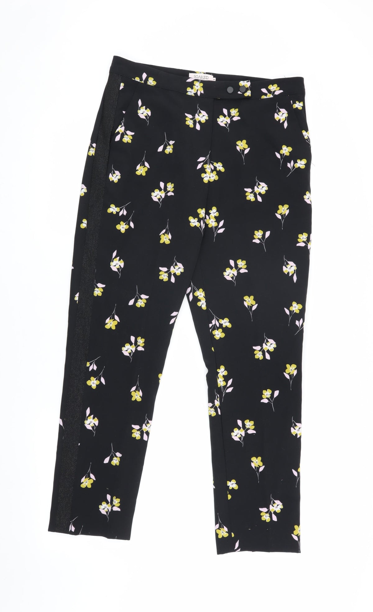 Soaked in Luxury Women's Black Floral Trousers M
