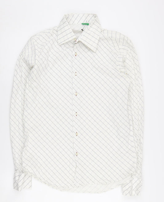 United Colors of Benetton Men's L White Check Shirt