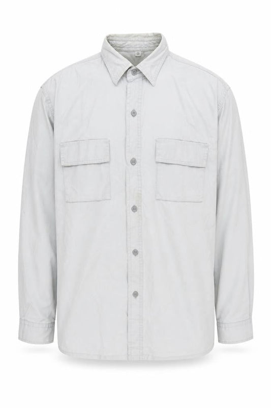 Men's White Long Sleeve Button-Up Shirt Medium