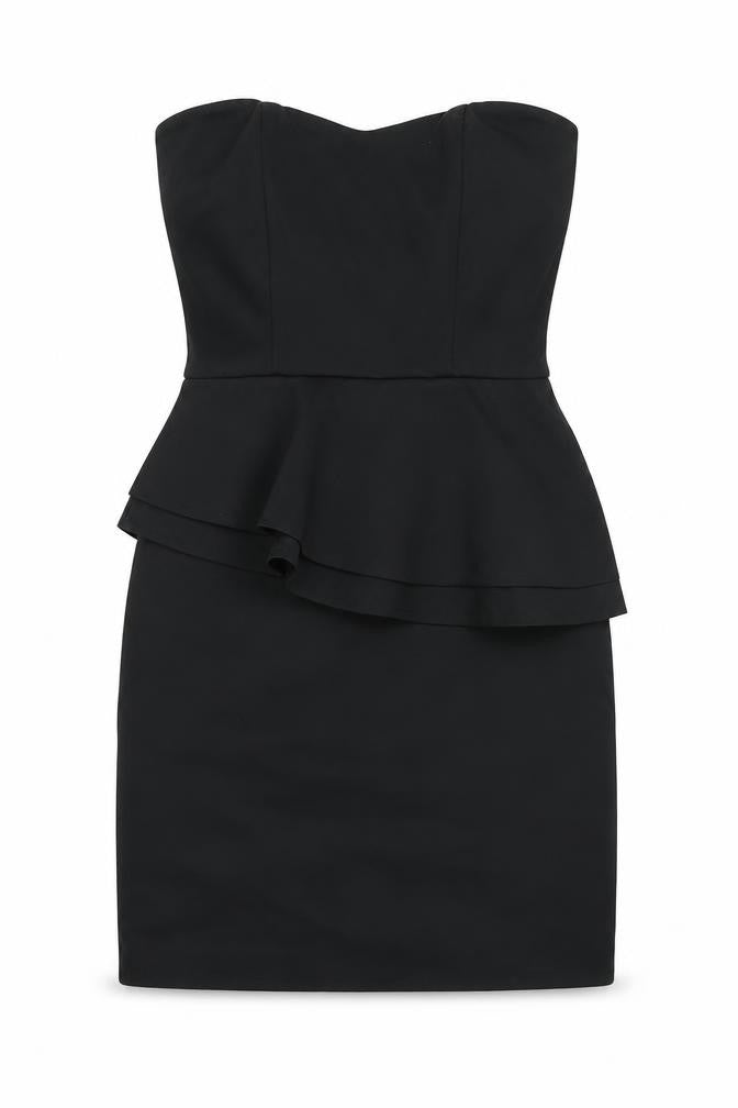 Oasis Women's Black Strapless Peplum Dress, Size 10