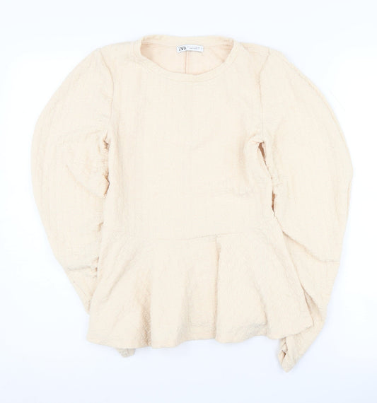 Zara Beige Long Sleeve Top for Women - UK 6