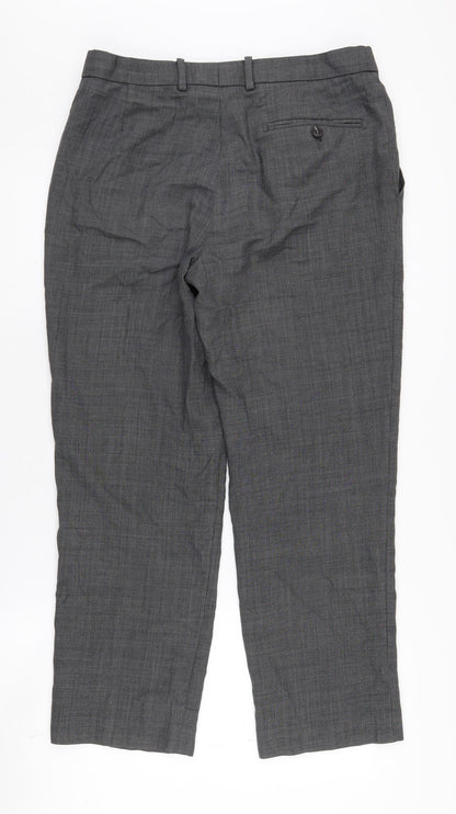 Marks & Spencer Men's Grey Regular Trousers 32