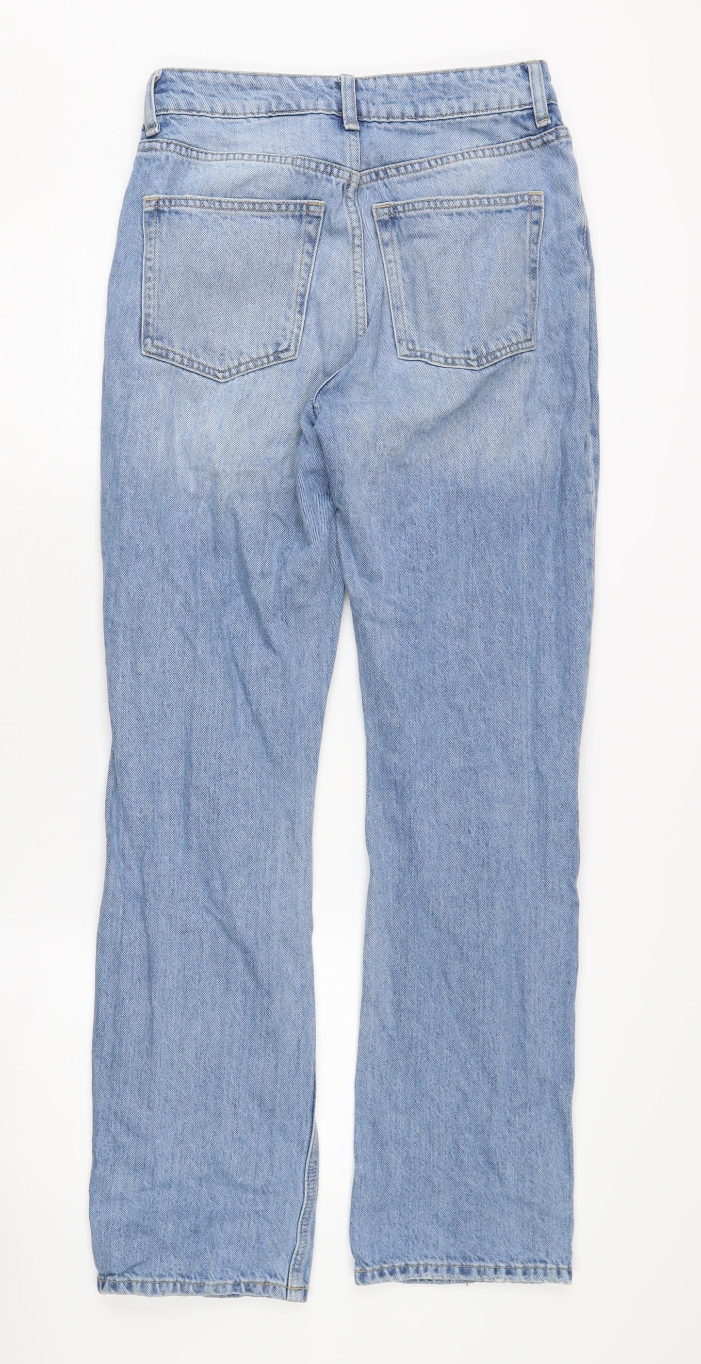 H&M Women's Blue Distressed Jeans, Size 8, Casual Denim