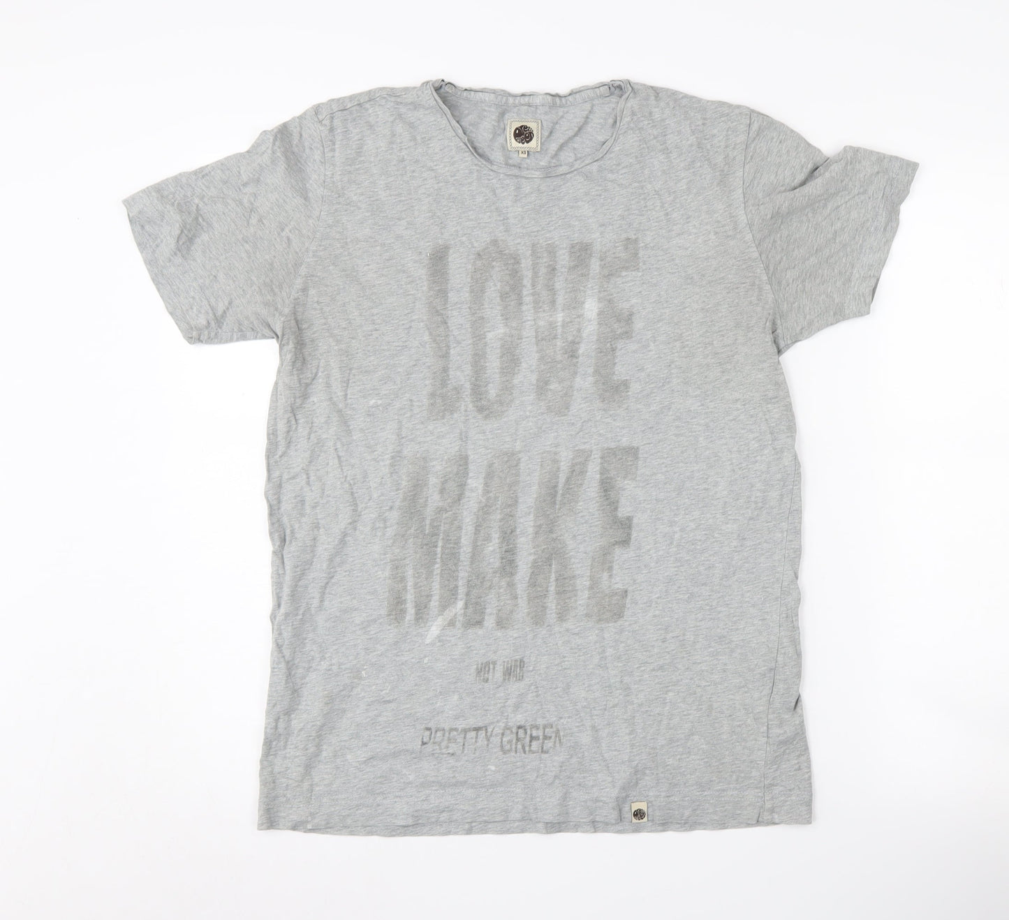 Pretty Green Men's XS Grey Graphic Cotton T-Shirt