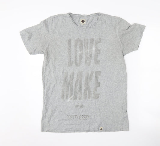 Pretty Green Men's XS Grey Graphic Cotton T-Shirt