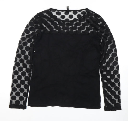Mango Women's Black Polka Dot Blouse Size 12