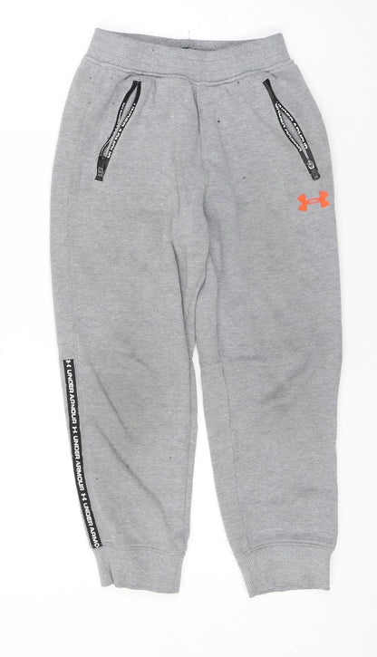 Additional front view of Under Armour boys’ grey jogger sweatpants 6-7 years