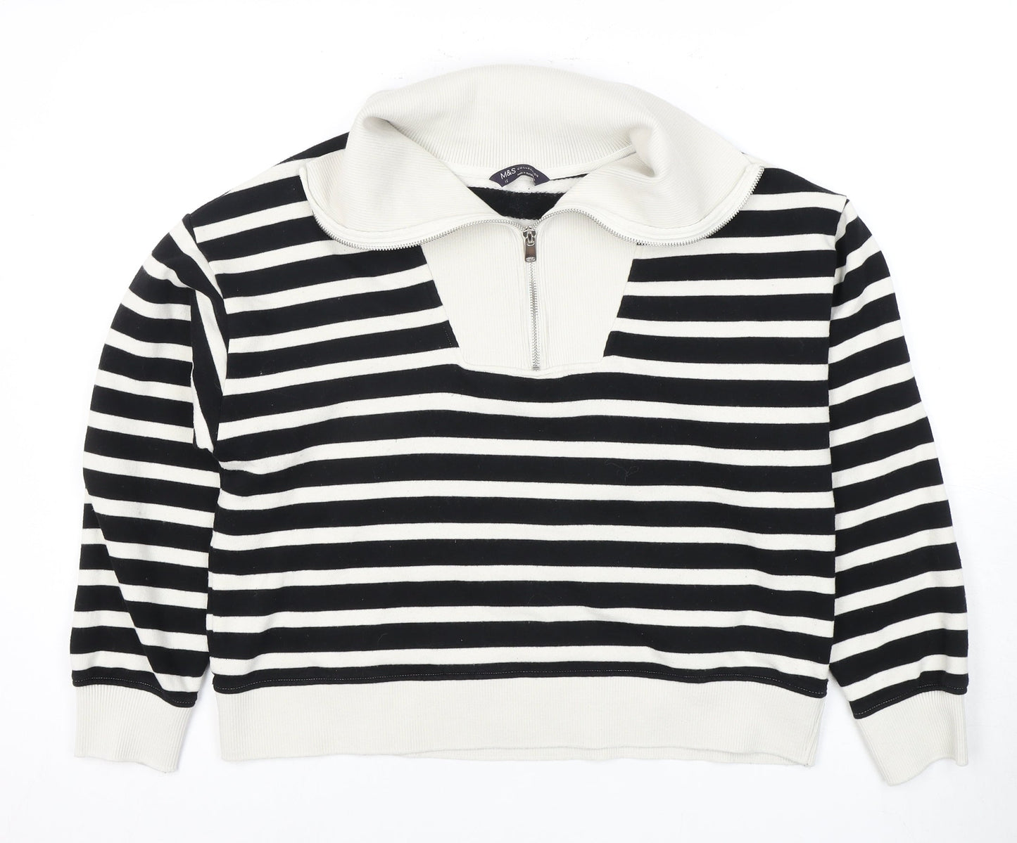 Marks and Spencer Women's Striped Full Zip Sweater