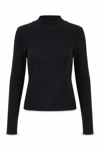 Pull&Bear Women’s Black Mock Neck Long Sleeve Top
