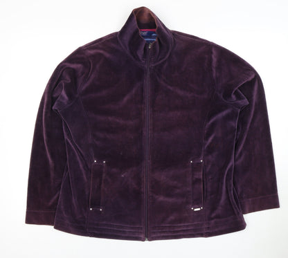 Additional front view of Honor Millburn Women's Purple Velvet Zip Jacket