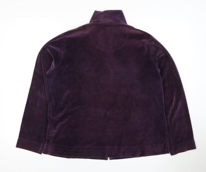 Back view of Honor Millburn Women's Purple Velvet Zip Jacket