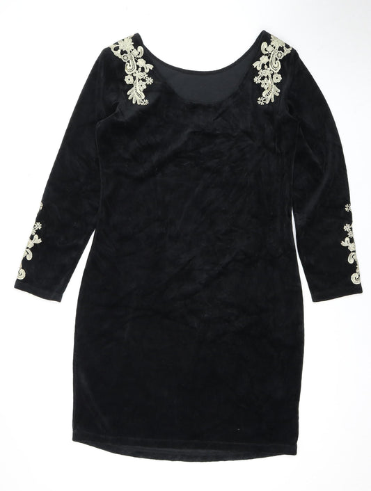 Monroe & Main Women's Black Sheath Dress L Formal