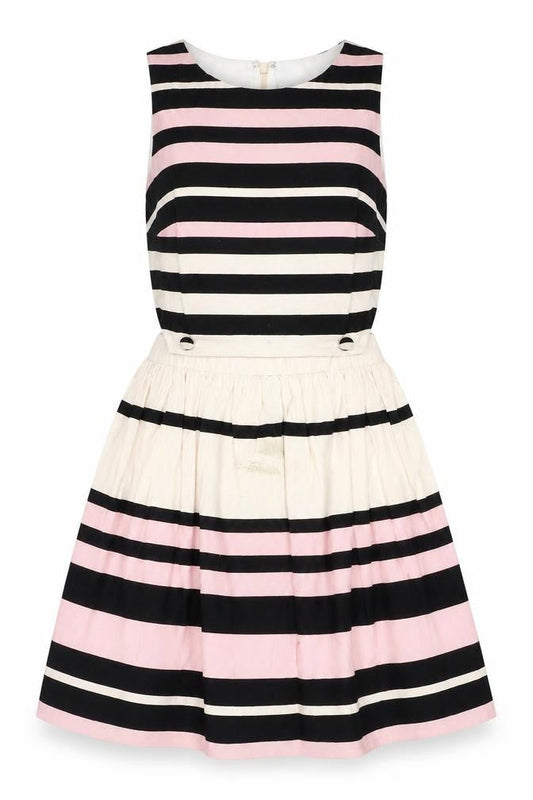 Topshop Women Pink Black Striped Dress Size 10