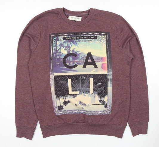 River Island Men's Purple Cali Graphic Sweatshirt M