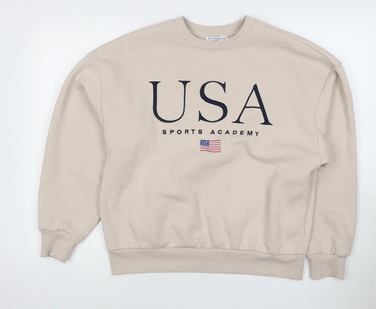 Stradivarius Beige Women's Sweatshirt, Size 6