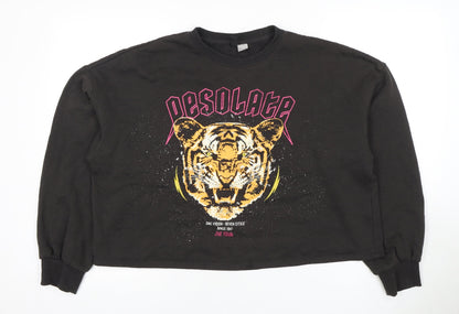 H&M Womens Black Tiger Print Sweatshirt, Size L