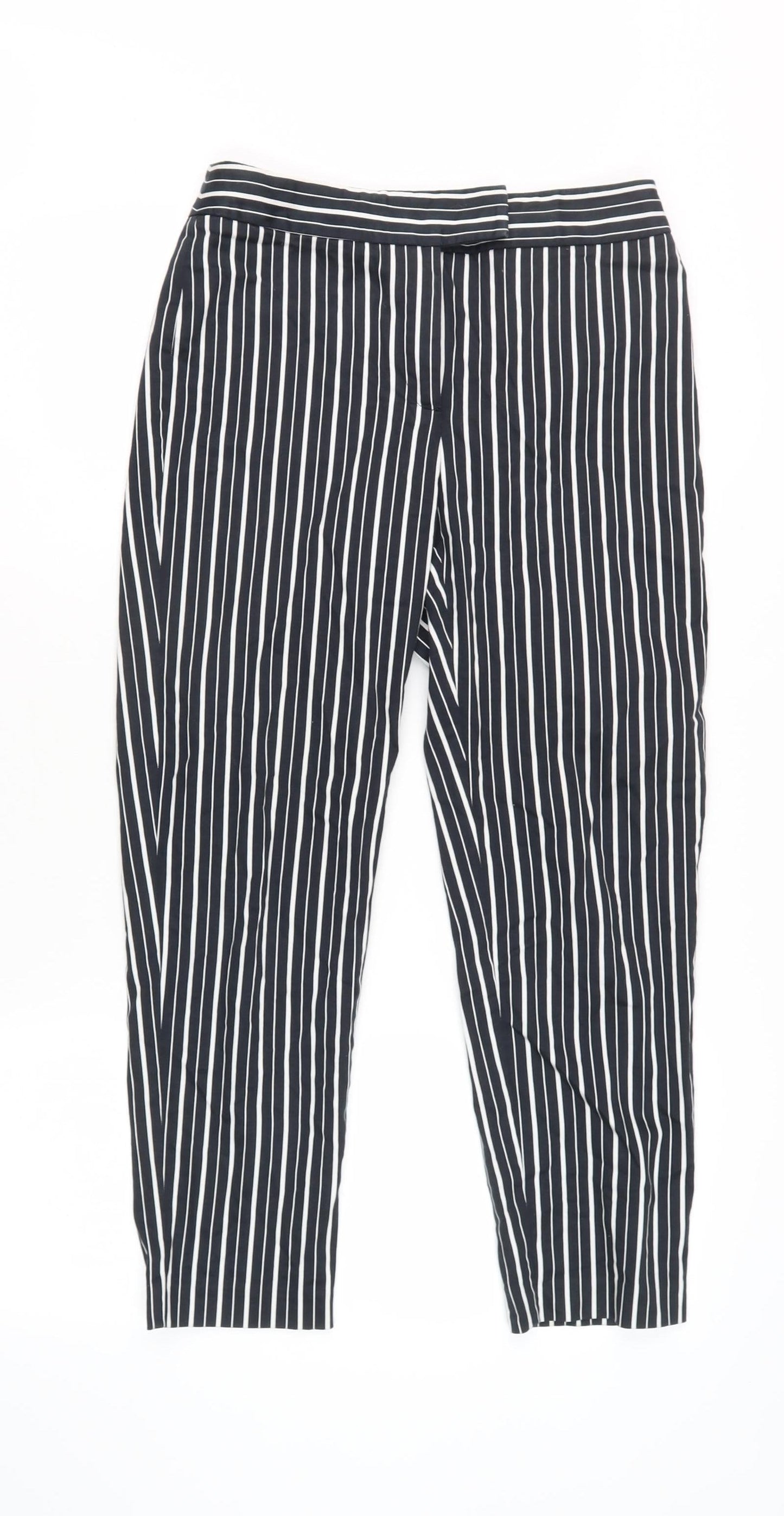 Marks & Spencer Women's Black Striped Trousers - Size 8