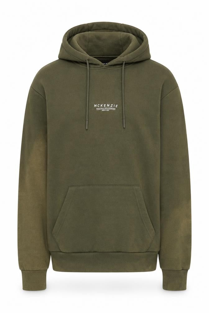 McKenzie Men's Green Pullover Hoodie, M, Logo, Hooded