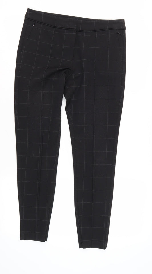 Marks and Spencer Women's Black Check Trousers Size 10