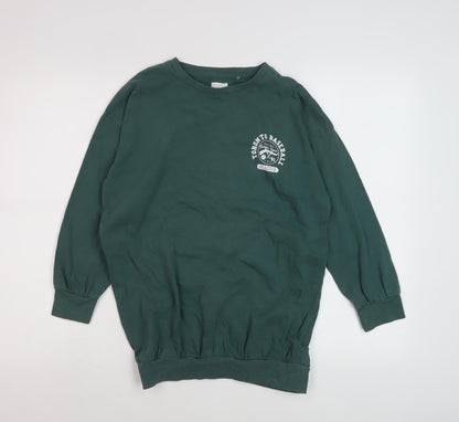 Additional front view of Next girls’ green pullover sweatshirt, 10 years, graphic print